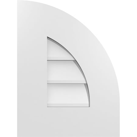 Ekena Millwork Quarter Round Top Right Surface Mount PVC Gable Vent w/ 3-1/2"W x 1"P Standard Frame, 12"W x 16"H GVPQR12X1601SN